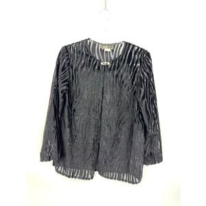Vintage R&K Evening‎ Cardigan Size S Sheer Zebra Print Hook & Eye Glam Burnout